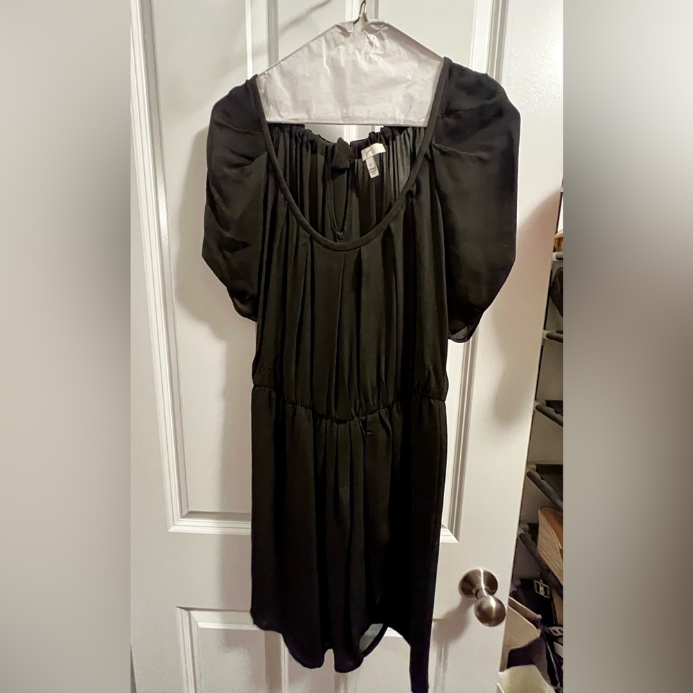 Womens Joie Black Boho 100% Silk 3/4 Length Sleeve Dress Size Small. Tie in Back